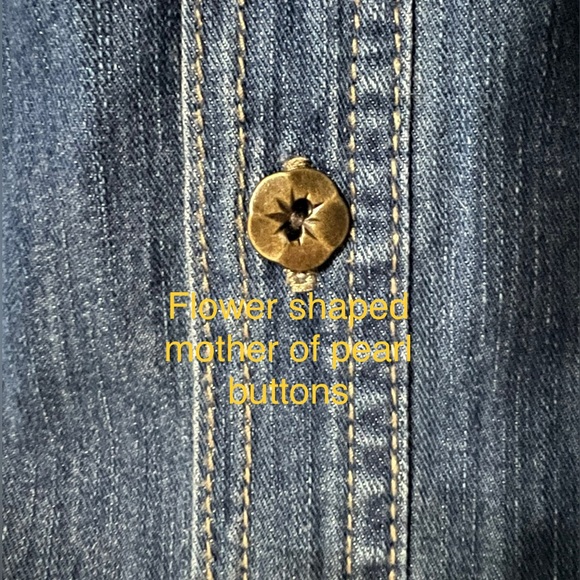 Liz Claiborne Denim Jacket - Tunic / shirt Button down embroidery Large - Picture 10 of 14